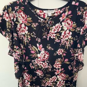 Black blouse with flowers